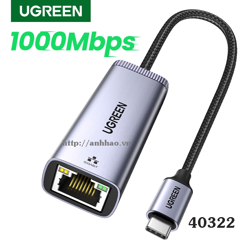 Cáp chuyển USB-C sang Lan 10/100/1000 Ugreen 40322 chính hãng